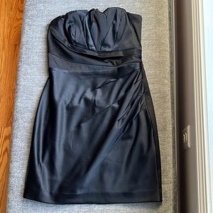 Express strapless black silky dress